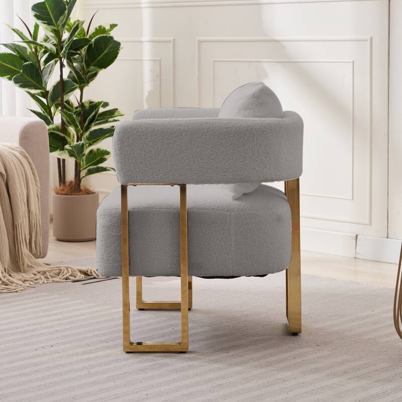 Modern decorative chair, living room side chair with gold metal legs, no wheels, suitable for dressing area, reception room