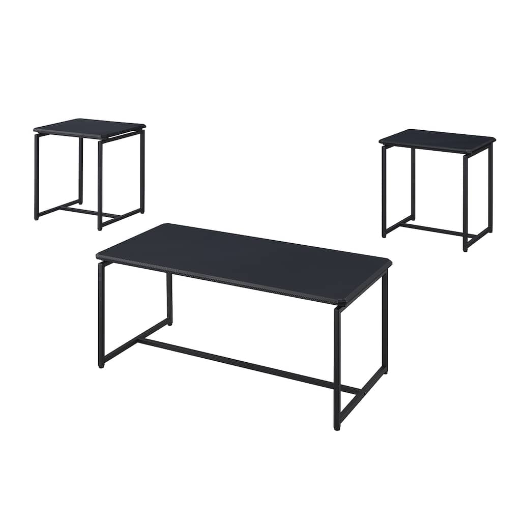 3 Piece Carbon Fiber Wrap Table Set with Metal Base