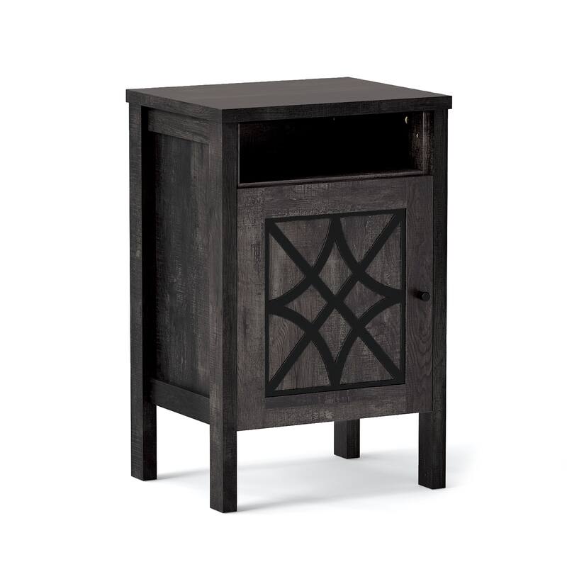 Gymax Robot Vacuum Stand Cabinet w/ Door & Open Shelf for Home Office