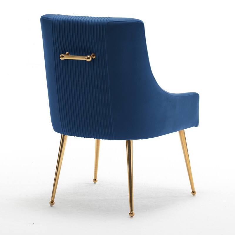 SEYNAR Modern Glam Boucle Pleated Velvet Dining Chair or Vanity Chair Set of 4 with Rear Handle