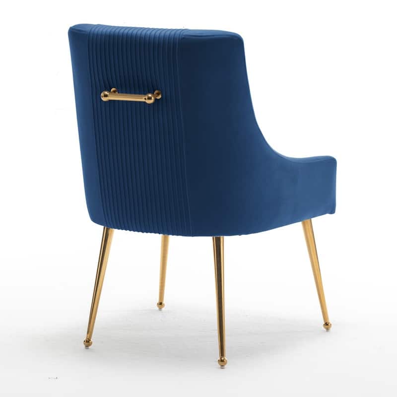 SEYNAR Modern Glam Boucle Pleated Velvet Dining Chair or Vanity Chair Set of 6 with Rear Handle