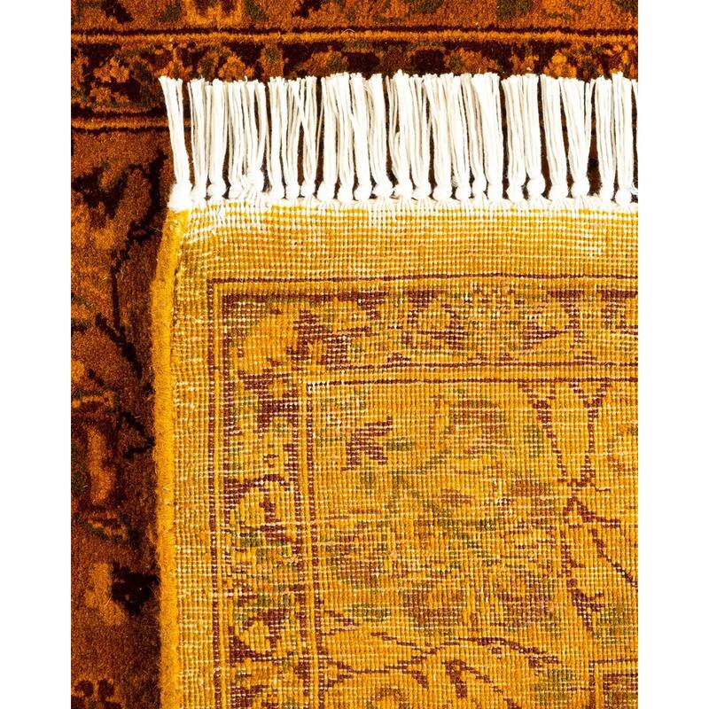 Overton Hand Knotted Wool Vintage Inspired Modern Contemporary Overdyed Gold Area Rug - 2' 8" x 4' 10"