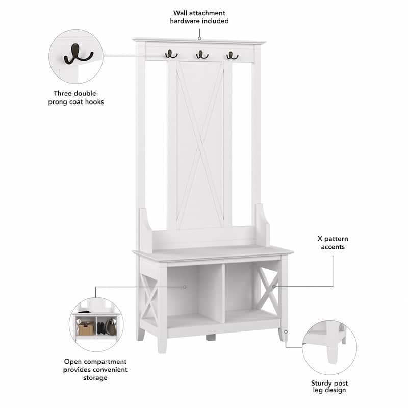 Key West Hall Tree with Shoe Storage Bench by Bush Furniture