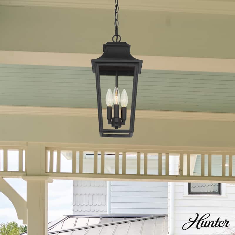 Hunter Spring Cove Outdoor 3 Light 17 Inch Pendant - Traditional - Entryways, Porches, or Outdoor Gathering Spaces - Matte Black