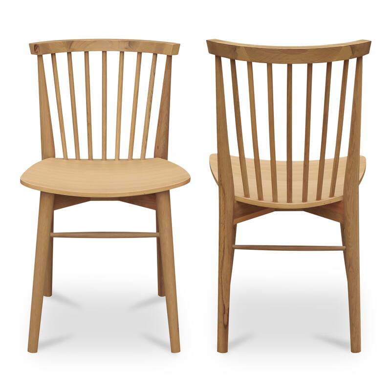 NADAAL STUDIOS Briar Dining Chair, Spindle Back, Solid Walnut Frame, Walnut Finish - Set of 2