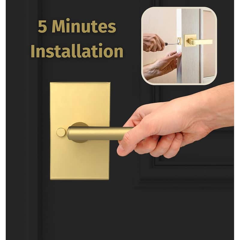 Mega Handles - GLAMOR Flat Privacy Door Lever - Interior Locking Handle for Hallway, Closet and Bathroom I Keyless Door Lock