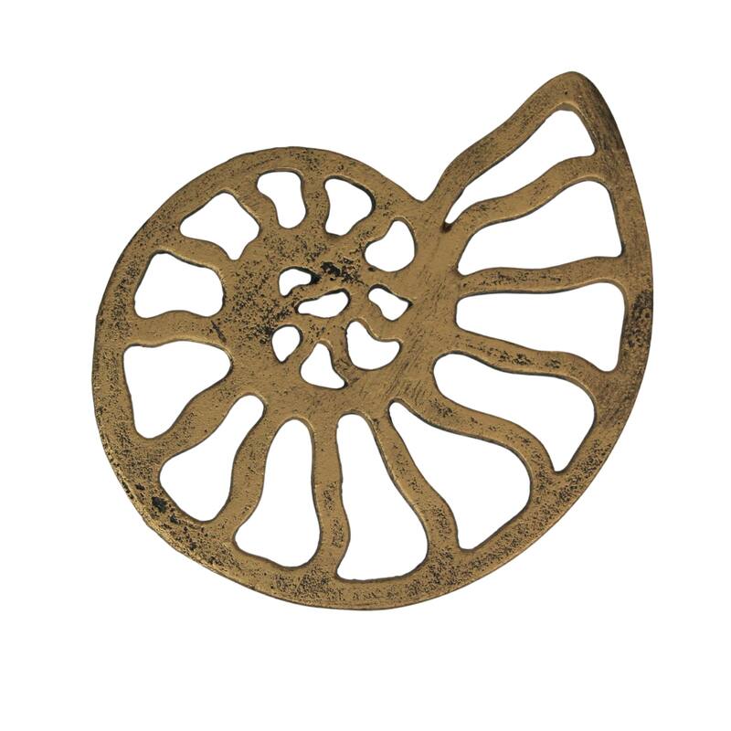 Nautilus Shell Trivet Distressed Gold Finish, Heat-Resistant, - 6.5 X 8.25 X 0.75 inches