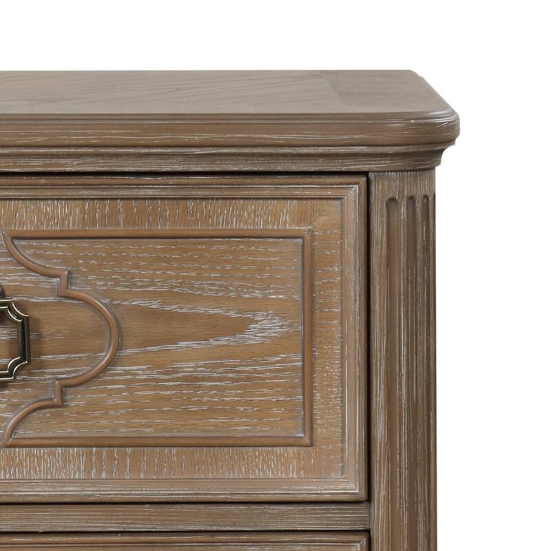 Furniture of America Aveline Modern Rustic Oak 5-Piece Solid Wood Panel Bedroom Set
