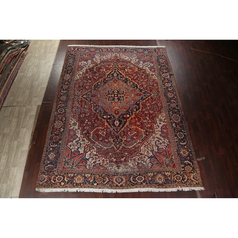 Antique Vegetable Dye Heriz Serapi Persian Wool Area Rug Hand-knotted - 11'7" x 15'10"