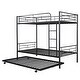 preview thumbnail 16 of 17, Black Twin over Twin Metal Bunk Bed with Trundle
