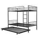 preview thumbnail 16 of 17, Black Twin over Twin Size Metal Bunk Bed With Trundle, Can be Divided into Two Beds