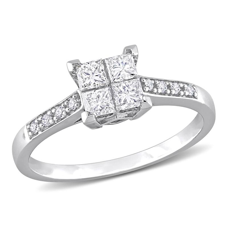 Miadora 5/8ct TDW Diamond Square Ring in 10k White Gold