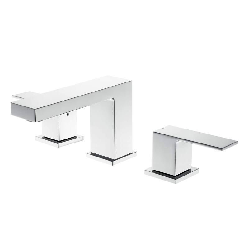 Cube 8“ Widespread Bathroom Sink Faucet with Drain Assembly - Chrome