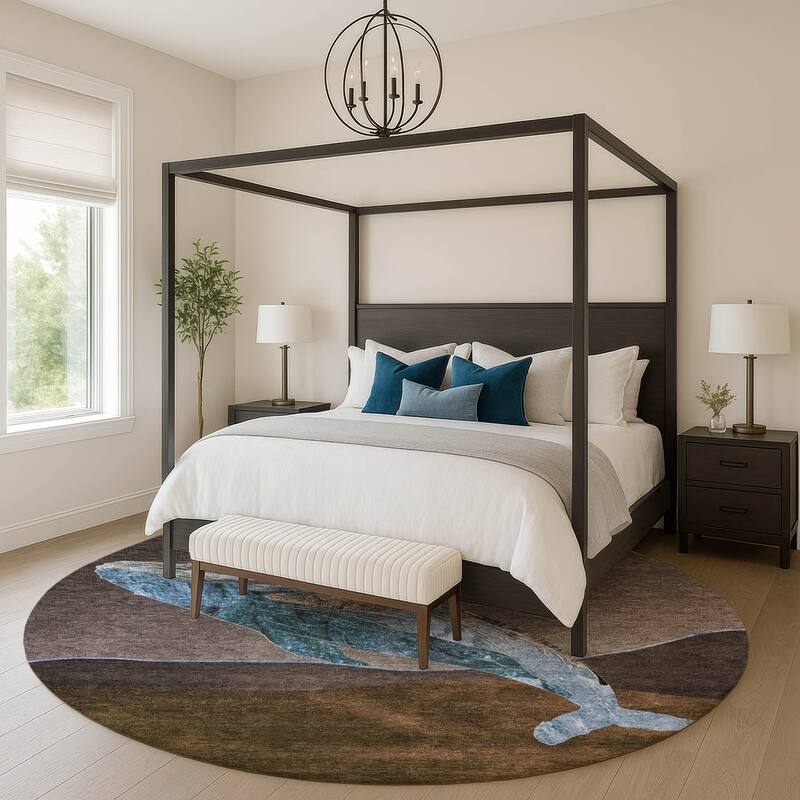 Premium Washable Super Soft Modern Whale Mayfield Rug - Brown - 8' x 8'