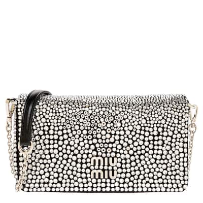 Miu Miu Crystal Embellished Satin Mini Shoulder Bag