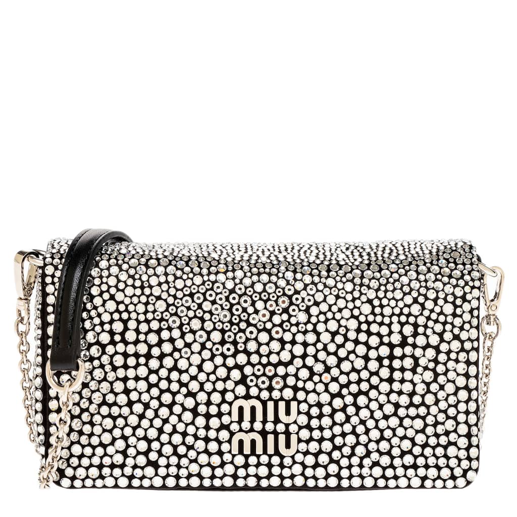 Miu Miu Crystal Embellished Satin Mini Shoulder Bag