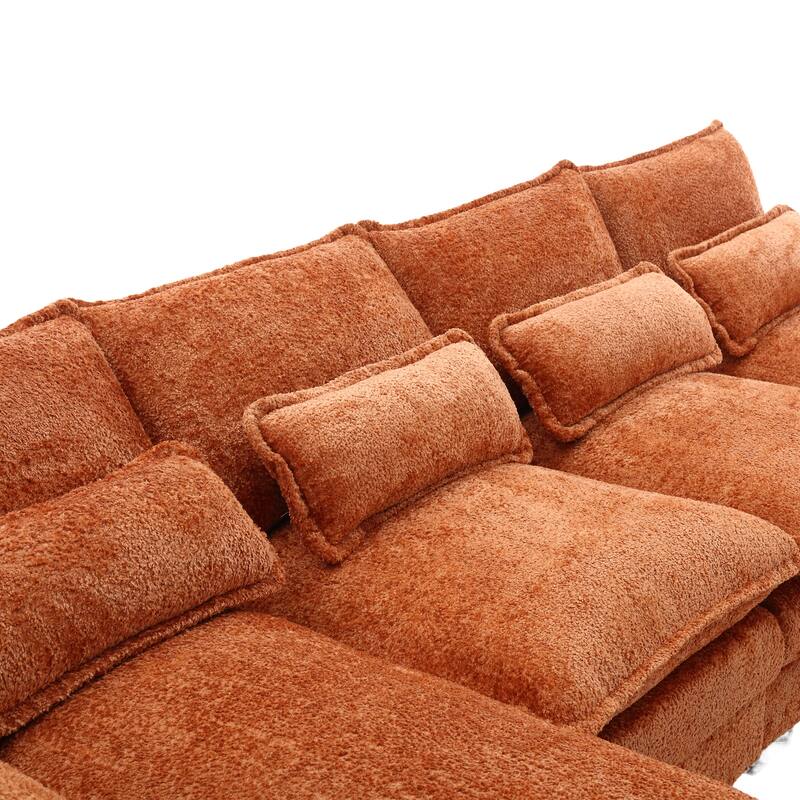 110.63" Boucle U-Shaped Sectional Sofa with Reversible Design