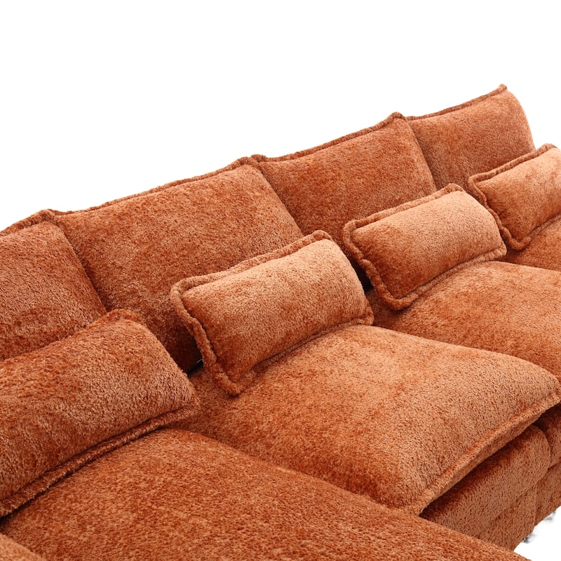 Orange 110.63'' Spacious U-Shaped 6-Seat Sectional Sofa with Modular Ottomans