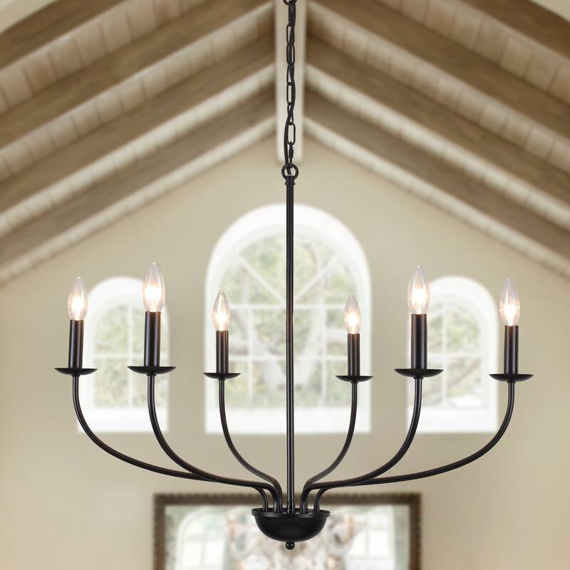 6-Light Vintage Candle Chandelier Light for Dining Room Bedroom Kitchen