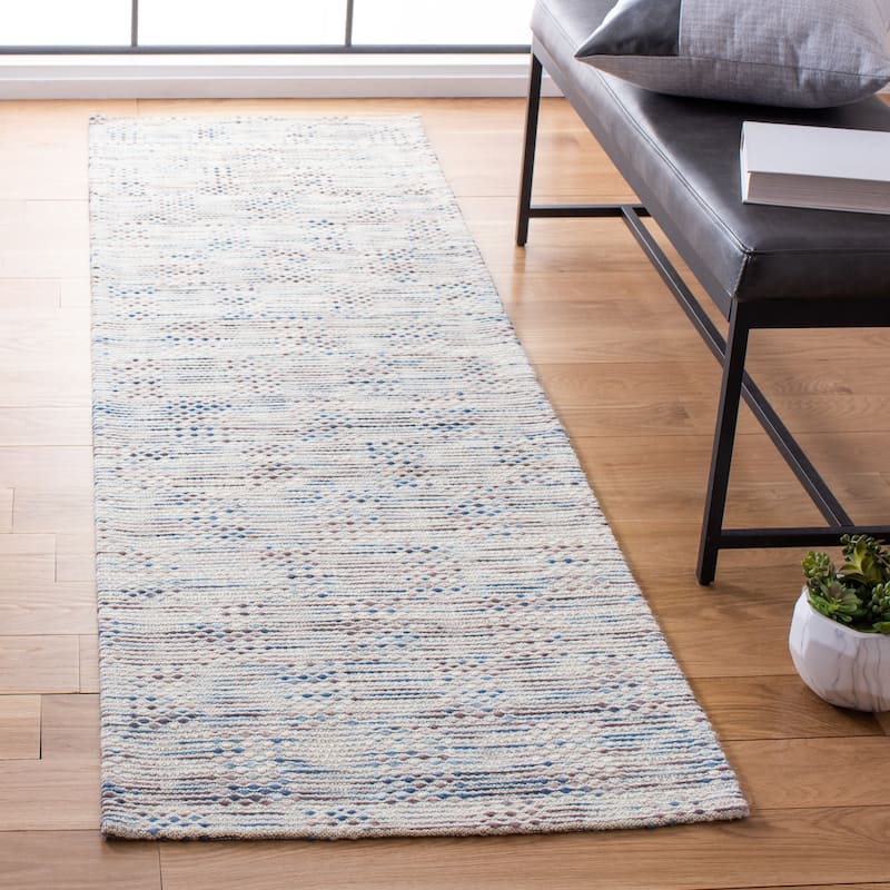 SAFAVIEH Handmade Marbella Miloslava Wool Rug - 2'3" x 8' Runner - Blue/Beige