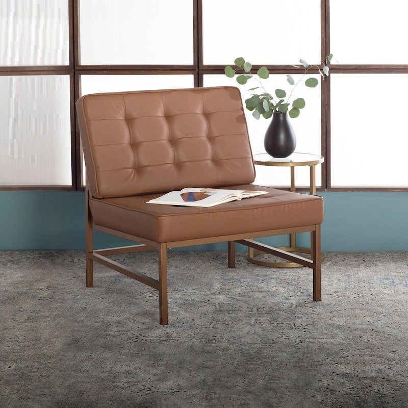 Studio Designs Home Ashlar Metal and Tufted Blended Leather Armless Accent Chair