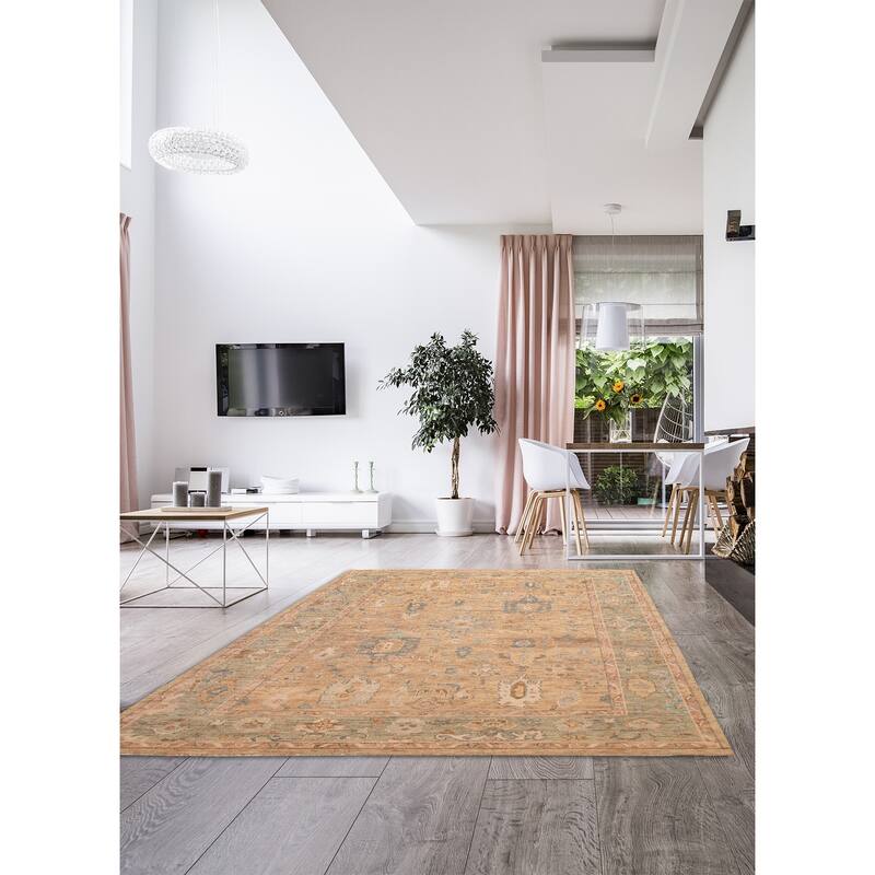 ECARPETGALLERY Hand-knotted Jules Serapi Khaki Wool Rug - 9'10 x 13'9