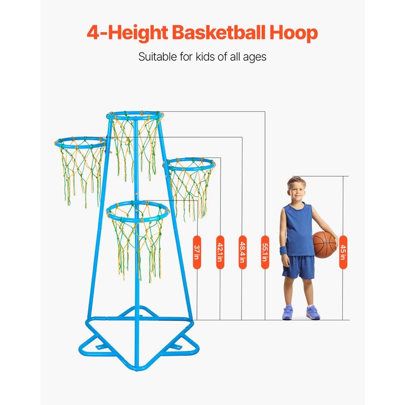 Anmytek Kids Basketball Hoop Stand with Adjustable Heights