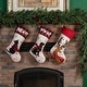 preview thumbnail 5 of 51, Glitzhome 21"L LED Embroidered Linen Reindeer Cat Dog Christmas Stockings