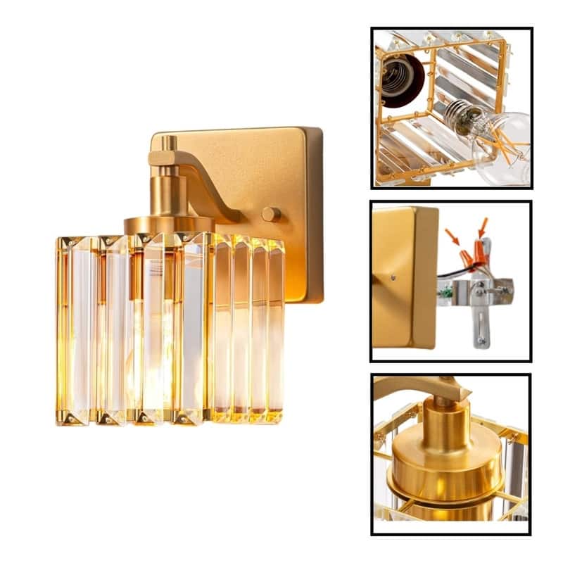 2 Pack light bulb gold lighting fixtures metal wall sconces