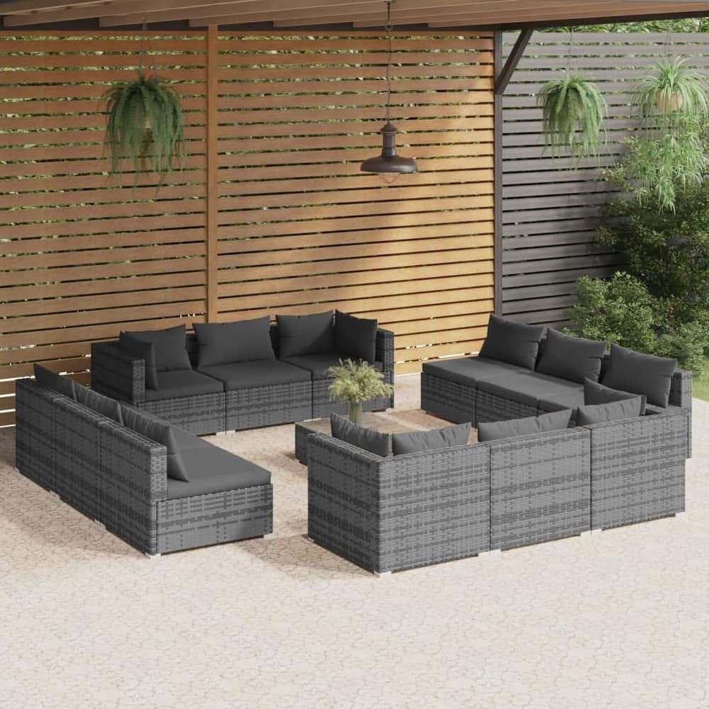vidaXL Patio Lounge Set Outdoor Sectional Sofa Set Table Garden Poly Rattan - 27.6" x 27.6" x 23.8"