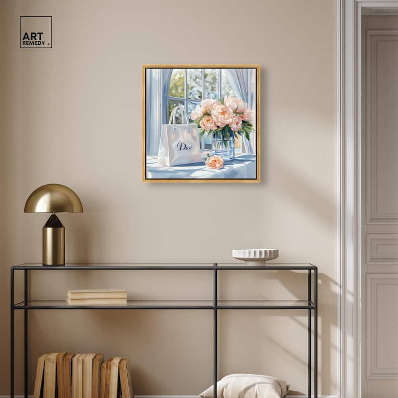 Bag and Peonies Canvas by Art Remedy