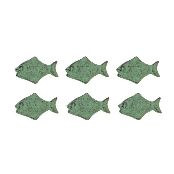 Verdigris Green Cast Iron Fish Drawer Pulls/ Cabinet Knobs (Set Of