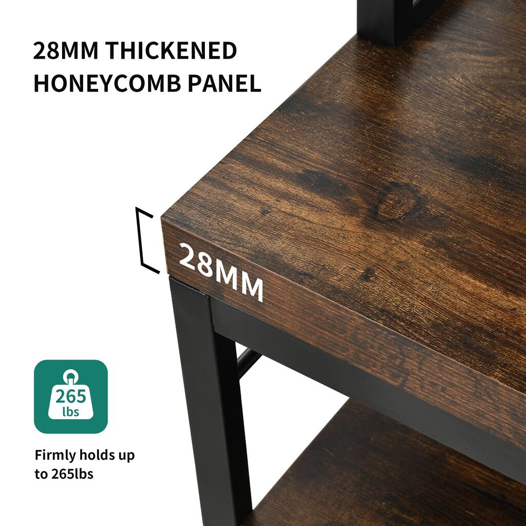 Wine Rack Table 21 Bottle Bakers & Glass Racks with Power Outlet Freestanding Floor Liquor Cabinet