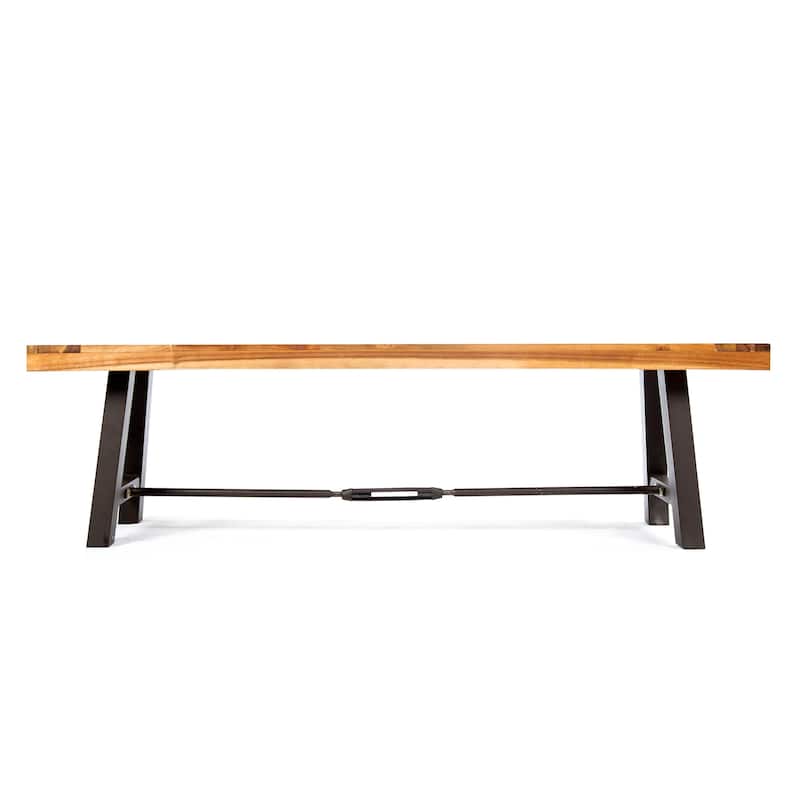 Acacia Wood Outdoor Dining Bench, Patio Backless Bench