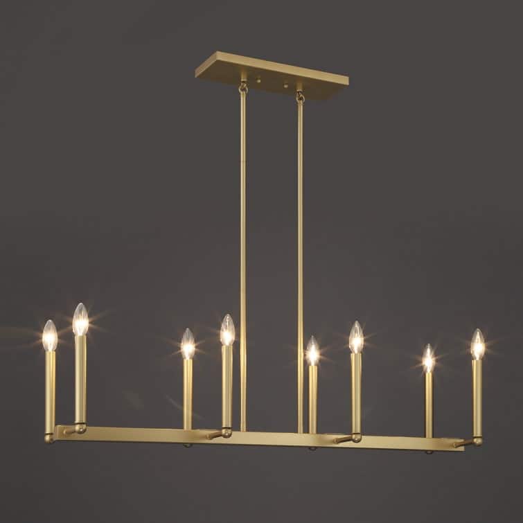 Acroma 8-lights 43.3In Dimmable Modern Gold Linear Chandelier for Dining Room - 43.3 inches