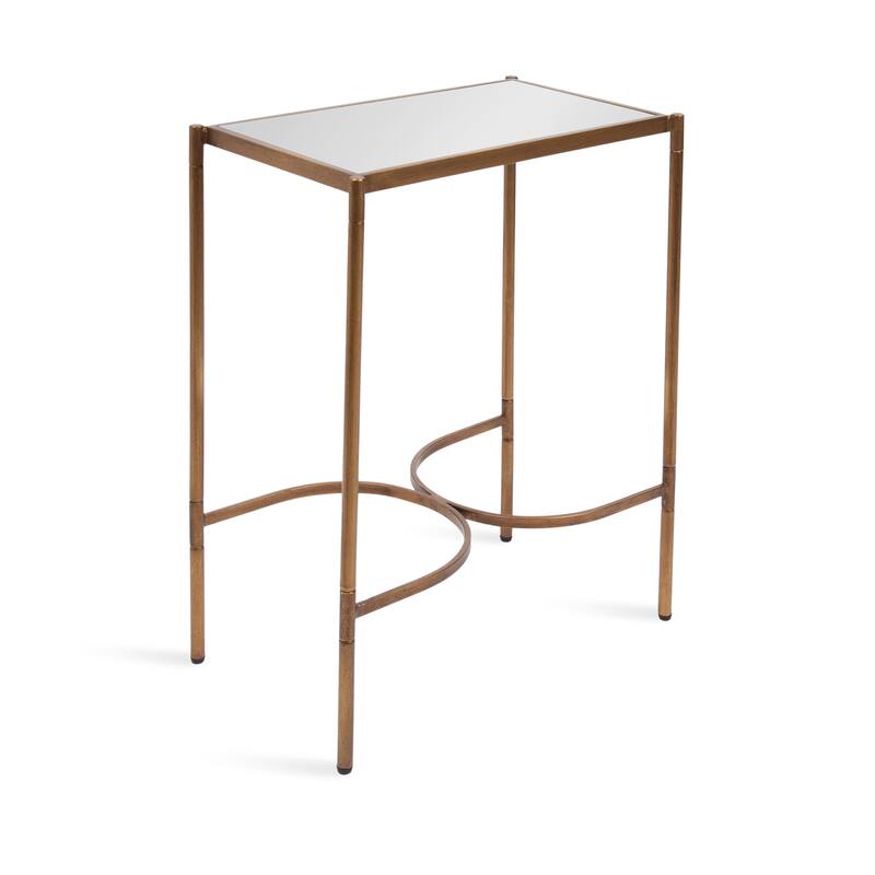 Kate and Laurel Catriona Side Table Mirror and Metal - 11x19x24 - Gold