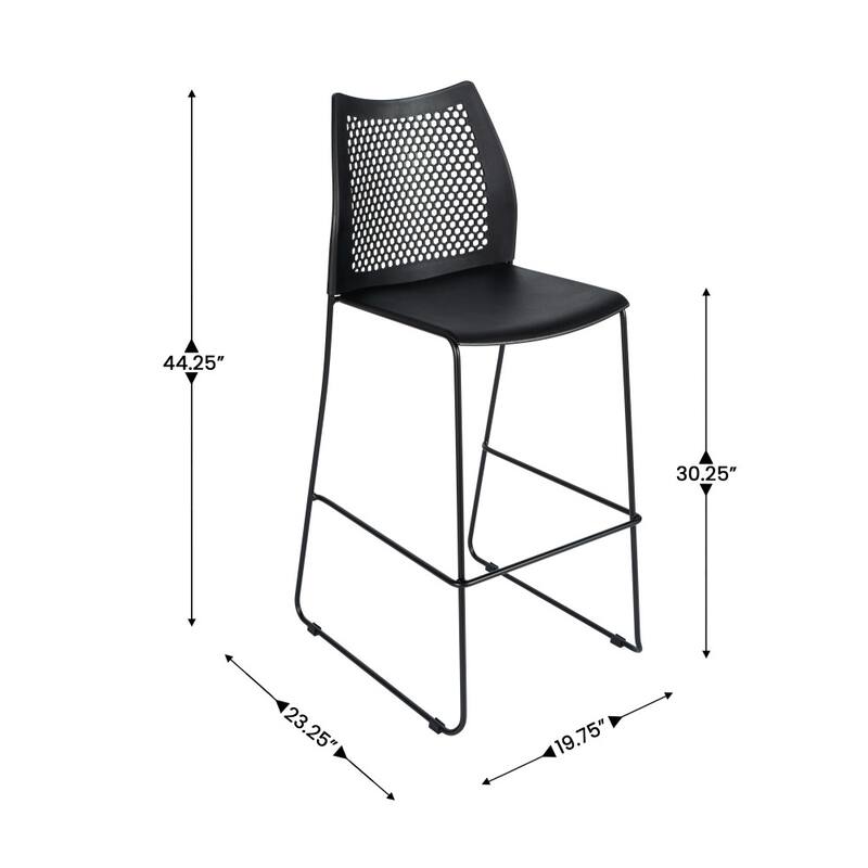3 Pack Stackable Sled Base Barstool with Vented Back and Integrated Footrest - 19.75"W x 23.25"D x 44.25"H