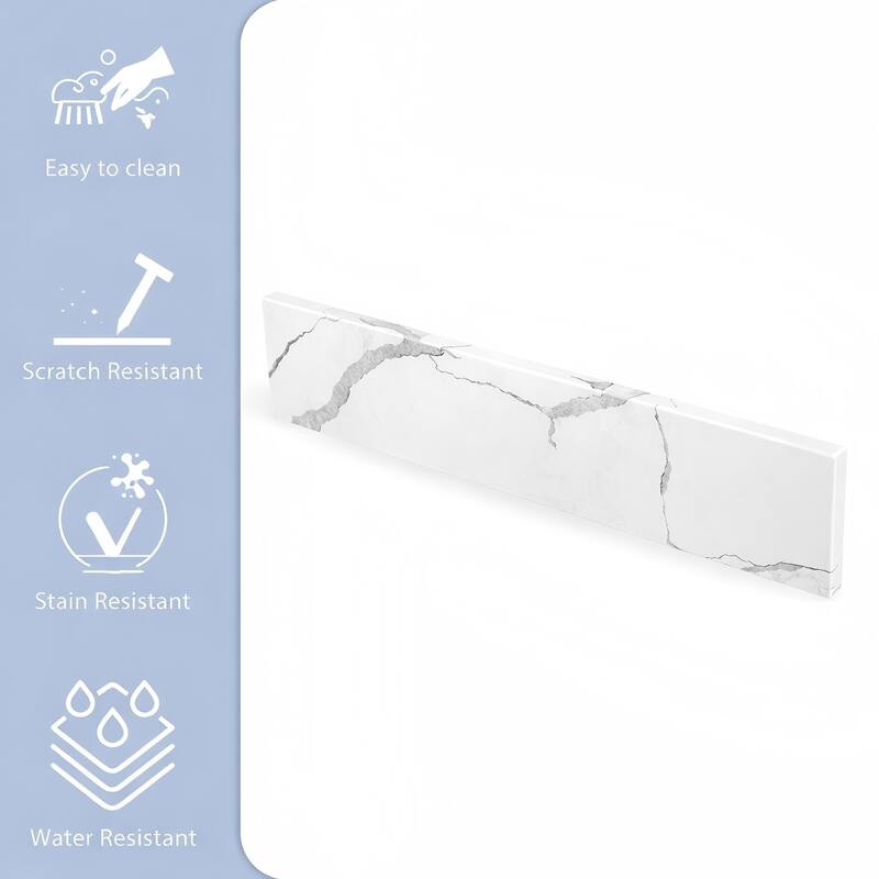 21in. White Feather Quartz Bath Vanity sidesplash - 21" x 4"