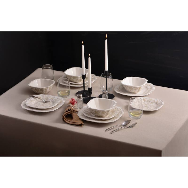 Batik Toile Taupe Porcelain 12 Pc Dinnerware Set