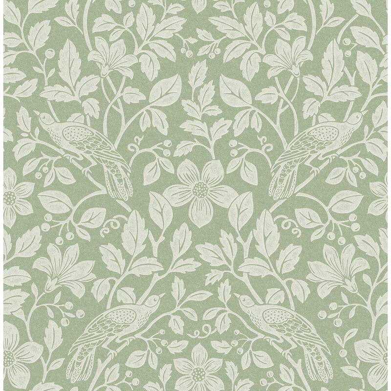 Marlow Green Bird Vine Wallpaper