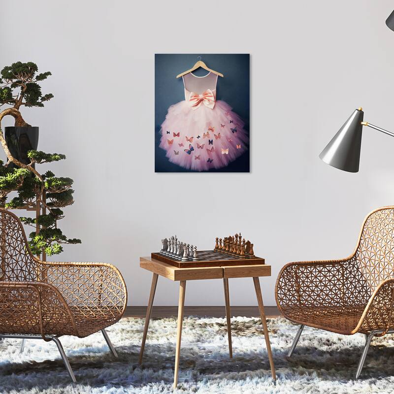 Wynwood Studio Fashion and Glam Tutu Teal Night Pink and Dark Blue Traditional Wall Art Canvas Print - 20 x 16