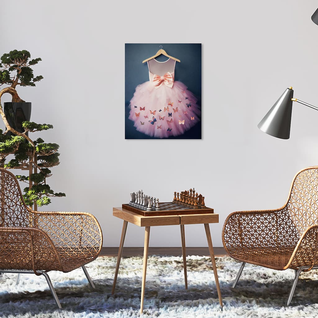Wynwood Studio Fashion and Glam Tutu Teal Night Pink and Dark Blue Traditional Wall Art Canvas Print