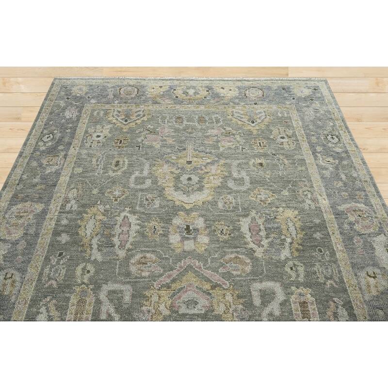 LoomBloom Multi Size Moss Handmade Traditional Oushak Wool Area Rug