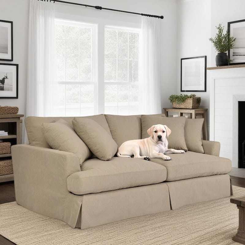 Ciara 93" Modern Upholstered Slipcovered Cloud Sofa Couch