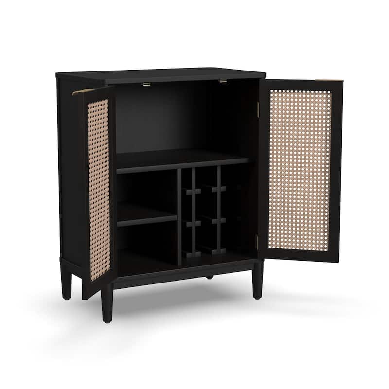 Brentwood Black Wood Bar Cabinet - 29" x 36" x 17"
