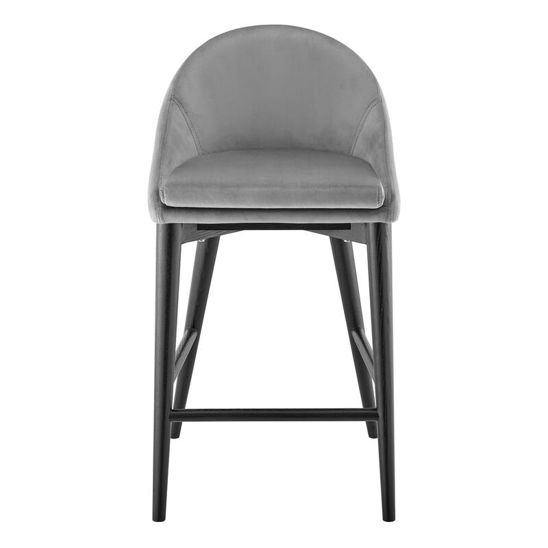 Baruch Counter Stool in Beige with Matte Black Legs - Set of 1 - Grey