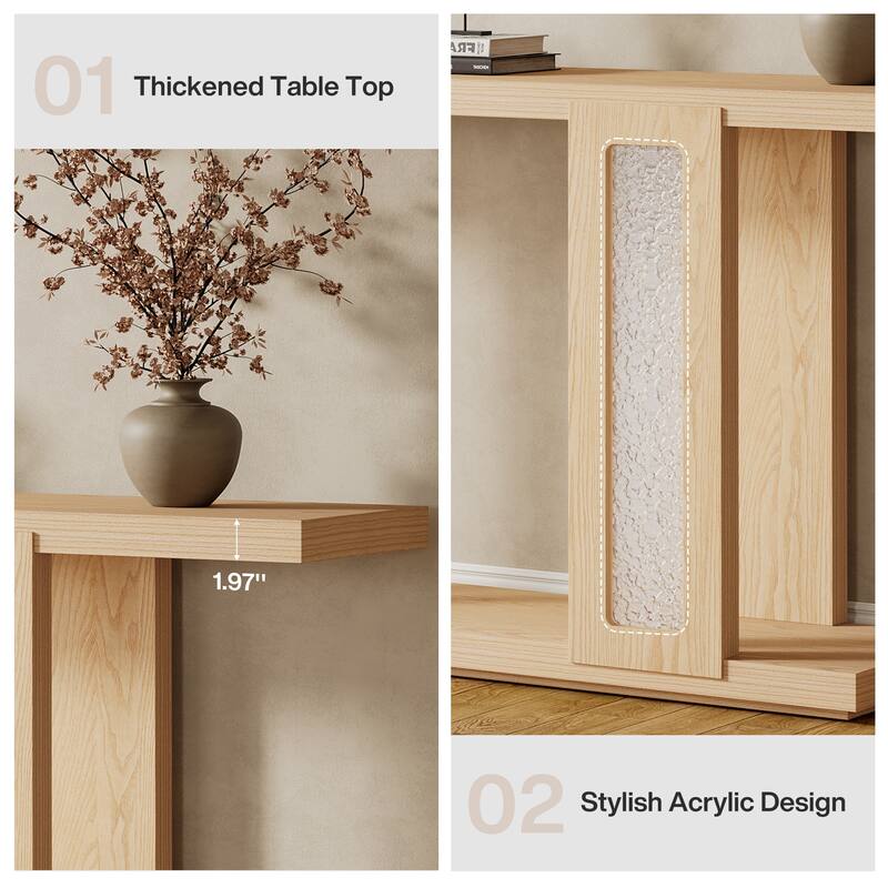 71 Inches Farmhouse Sofa Console Table with Acrylic Legs for Hallway - 13.8" W x 70.9" L x 35.4" H