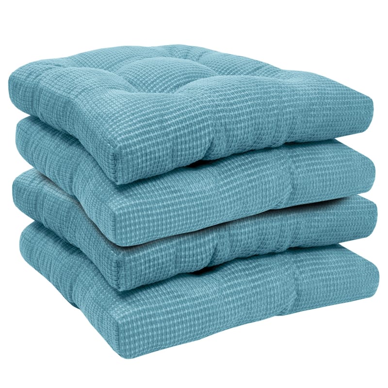 Sweet Home Collection Fluffy Memory Foam Tufted Chair Cushion Non Slip Microdot Rubber Back