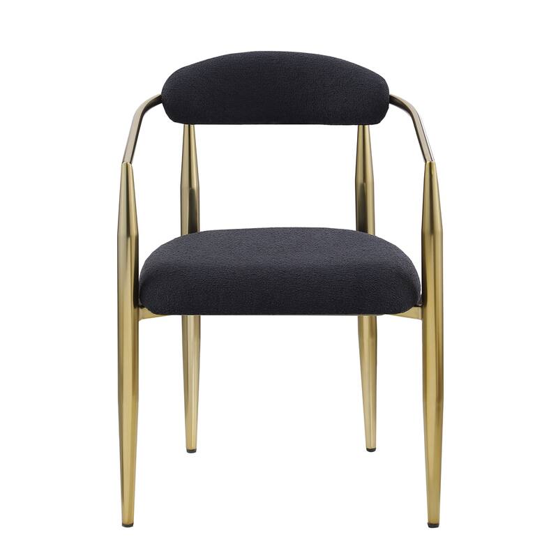 Modern Dining Chairs with Round Backrest and Metal Legs(Set of 2)