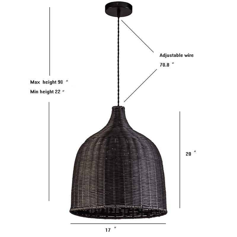 Reely Wicker Rattan Single Light Pendant - 17.7" x 15.7"